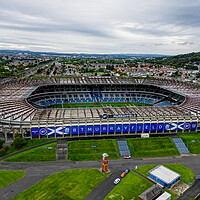 Buy canvas prints of Murrayfield Stadium in Edinburgh - aerial view by Erik Lattwein