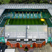 Buy canvas prints of Celtic Stadium of FC Celtic Glasgow - aerial view by Erik Lattwein