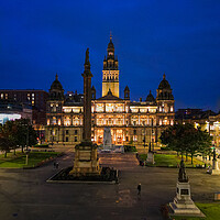 Buy canvas prints of Beautiful George Square in Glasgow at night by Erik Lattwein