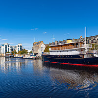 Buy canvas prints of Boat on River Leith in Edinburgh by Erik Lattwein