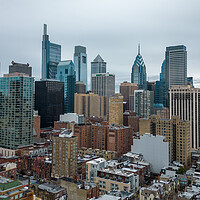 Buy canvas prints of City Center of Philadelphia - aerial view - travel photography by Erik Lattwein