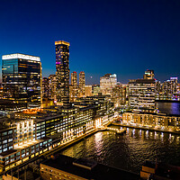 Buy canvas prints of Jersey City by night - view from above - travel photography by Erik Lattwein