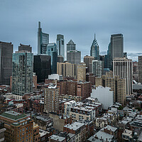 Buy canvas prints of City Center of Philadelphia - aerial view - travel photography by Erik Lattwein