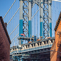 Buy canvas prints of Manhattan Bridge viewpoint from Dumbo - travel photography by Erik Lattwein