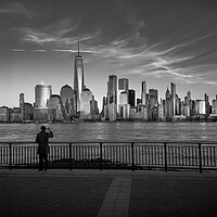 Buy canvas prints of Man takes a photo of Manhattan skyline - travel photography by Erik Lattwein