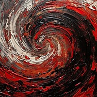 Buy canvas prints of Abstract spiral in red and black by Erik Lattwein