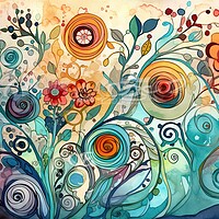 Buy canvas prints of Colorful floral illustration watercolor look by Erik Lattwein