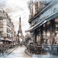 Buy canvas prints of A Wonderful day in Paris - Sketch by Erik Lattwein