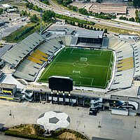 Buy canvas prints of Mapfre Stadium in Columbus - aerial view - COLUMBUS, USA - JUNE 09, 2023 by Erik Lattwein