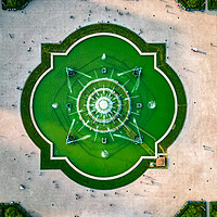 Buy canvas prints of Buckingham Fountain in Chicago - top down view - CHICAGO, USA - JUNE 06, 2023 by Erik Lattwein