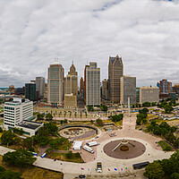 Buy canvas prints of Panoramic view over Detroit Michigan - DETROIT, USA - JUNE 13, 2023 by Erik Lattwein
