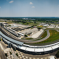Buy canvas prints of Indianapolis Motor Speedway Racetrack from above - Panoramic shot - INDIANAPOLIS, USA - JUNE 08, 2023 by Erik Lattwein