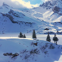 Buy canvas prints of Beautiful sunny winter´s day in the alps with snow by Erik Lattwein