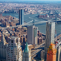 Buy canvas prints of Wide angle aerial view over Manhattan New York by Erik Lattwein
