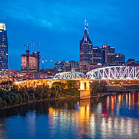 Buy canvas prints of Nashville by night - amazing view over the skyline by Erik Lattwein