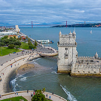 Buy canvas prints of Amazing view over Belem Tower in Lisbon Portugal by Erik Lattwein