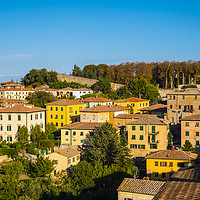 Buy canvas prints of Over the rooftops of Volterra - a beautiful villag by Erik Lattwein