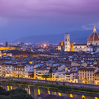 Buy canvas prints of The city of Florence in the evening - panoramic vi by Erik Lattwein