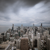 Buy canvas prints of Chicago from above with a dramatic sky by Erik Lattwein