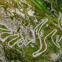 Buy canvas prints of Famous Gotthard Pass in Switzerland - aerial view by Erik Lattwein
