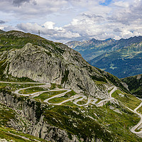 Buy canvas prints of Famous Gotthard Pass in Switzerland - aerial view by Erik Lattwein