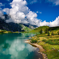 Buy canvas prints of Amazing Switzerland - Mountain Lake Truebsee by Erik Lattwein