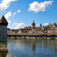 Buy canvas prints of River Reuss in the city of Lucerne by Erik Lattwein