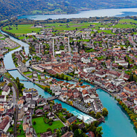Buy canvas prints of City of Interlaken in Switzerland - amazing drone footage by Erik Lattwein