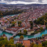 Buy canvas prints of Panoramic view over the city of Bern - the capital city of Switzerland by Erik Lattwein