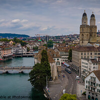 Buy canvas prints of Amazing aerial view over the city of Zurich in Switzerland by Erik Lattwein