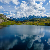 Buy canvas prints of Beautiful Melchsee mountain lake in the Swiss Alps by Erik Lattwein