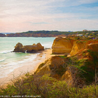 Buy canvas prints of Beaches and cliffs of Praia Rocha, Algarve - 1 - Picturesque Edi by Jordi Carrio