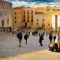 Buy canvas prints of Girona Cathedral square - CR2112-6456-PIN by Jordi Carrio