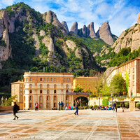 Buy canvas prints of Montserrat Monastery and its tourist complex.- Orton glow Editio by Jordi Carrio