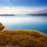 Buy canvas prints of Panoramic view of Banyoles lake in winter - Orton glow Edition  by Jordi Carrio