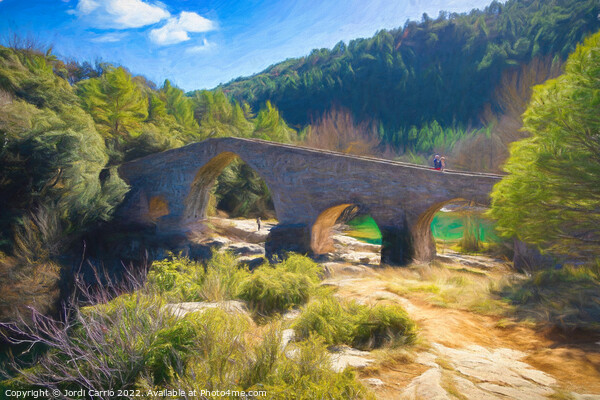 Pedret Bridge from the 13th century - 1 - Picturesque Edition Picture Board by Jordi Carrio