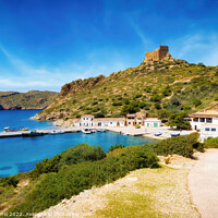 Buy canvas prints of Port of Cabrera and the Castle - CR2204-7340-ORT by Jordi Carrio