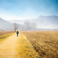 Buy canvas prints of Fog on the greenway of the valley of Les Preses, La Garrotxa - 1 by Jordi Carrió