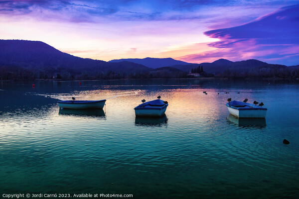Sunset at Lake Banyoles - 2 - Color gradient edition Framed Mounted Print by Jordi Carrió