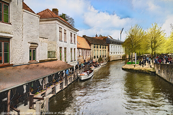 Bruges canal jetty - CR2304-8974-OIL Picture Board by Jordi Carrio