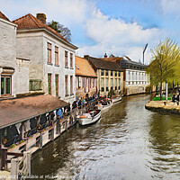 Buy canvas prints of Bruges canal jetty - CR2304-8974-OIL by Jordi Carrio