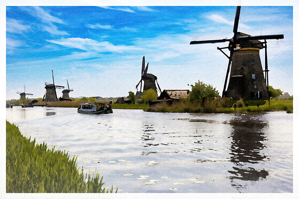 Perspective of windmills in Kindedijk - CR2305-927 Picture Board by Jordi Carrio