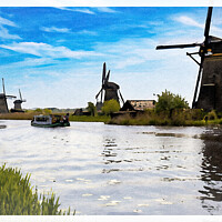 Buy canvas prints of Perspective of windmills in Kindedijk - CR2305-927 by Jordi Carrio
