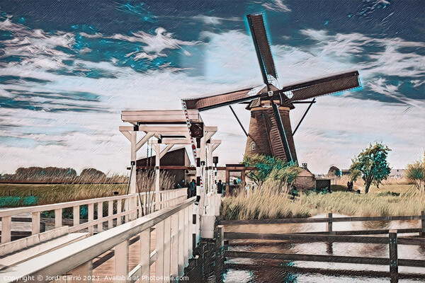 Wooden Bridge and Mill - CR2305-9281-REMIX Picture Board by Jordi Carrio