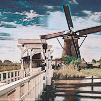 Buy canvas prints of Wooden Bridge and Mill - CR2305-9281-REMIX by Jordi Carrio