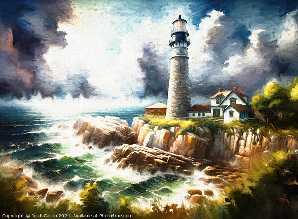 Rough sea at the lighthouse - GIA-2309-1081-OIL Picture Board by Jordi Carrio