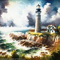 Buy canvas prints of Rough sea at the lighthouse - GIA-2309-1081-OIL by Jordi Carrio