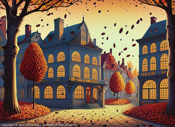 Autumn Dusk in the Alley - GIA2401-0116-ILU Picture Board by Jordi Carrio