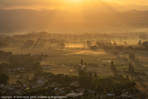 Sunbeams and haze in the valley Picture Board by Jordi Carrio