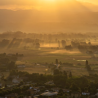 Buy canvas prints of Sunbeams and haze in the valley by Jordi Carrio